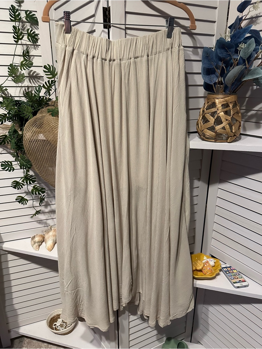 Zenana Two-Piece Flowy Maxi Set in Light Beige - Picture 6 of 6